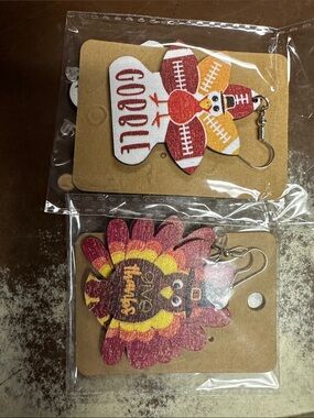 Thanksgiving Turkey Dangle Earrings - Colorful Fall Design